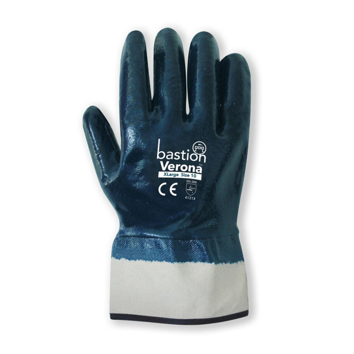 Bastion Verona Nitrile Fully Dipped Cotton Blue Gloves