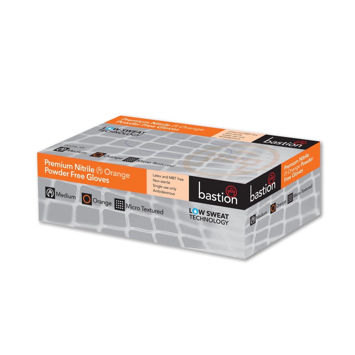 Bastion Premium Nitrile Powder Free Orange Gloves